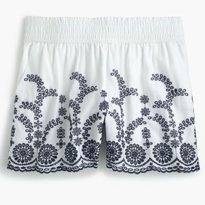 J. Crew pull-on shorts with embroidery (EUC)